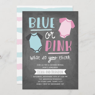 Invitación Pancarta de color azul o rosa para el Fiesta de la