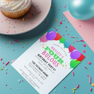 Invitación Pancarta de los cuatro abrumadores globos de cuart