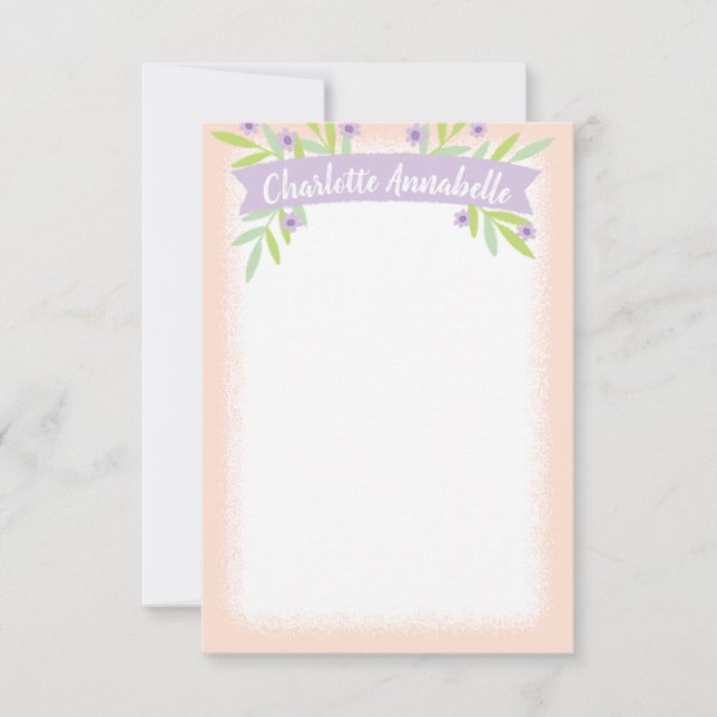Invitación Pancarta floral rosa dulce y lilac (Anverso)