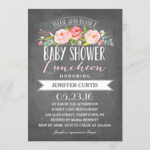 Invitación Pancarta Rosa Luncheon   Baby Shower