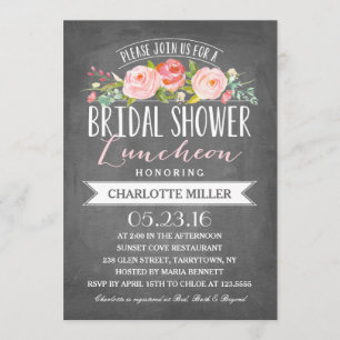 Invitación Pancarta Rosa Luncheon Bridal Shower