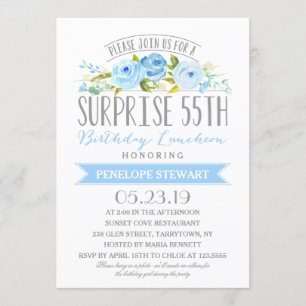 Invitación Pancarta Rosa Sorpresa 55º cumpleaños Luncheon