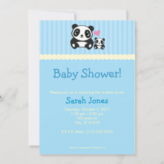Invitación Panda Baby Shower - Azul