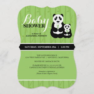 Invitación Panda Baby Shower Green