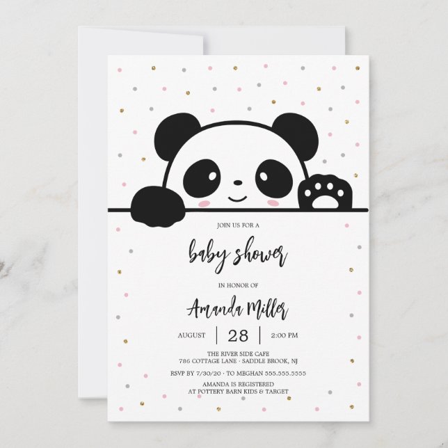 Invitación Panda Baby Shower Invitation (Anverso)