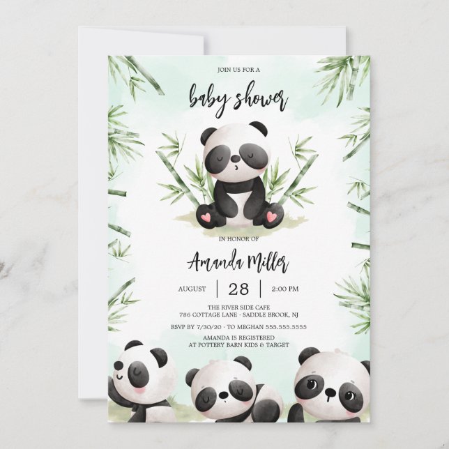 Invitación Panda Baby Shower Invitation (Anverso)