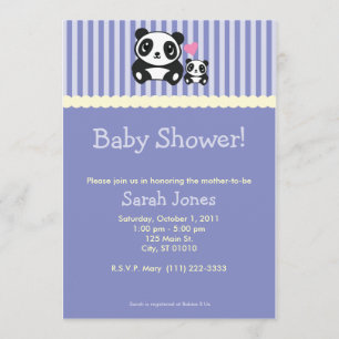 Invitación Panda Baby Shower - púrpura