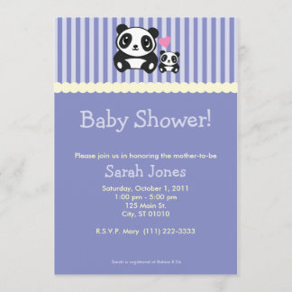 Invitación Panda Baby Shower - púrpura