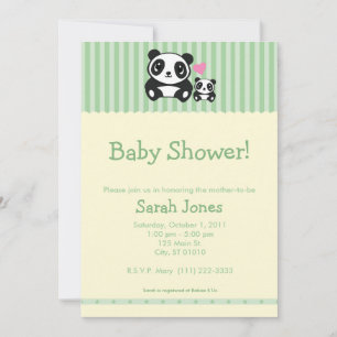 Invitación Panda Baby Shower - Verde y Crema