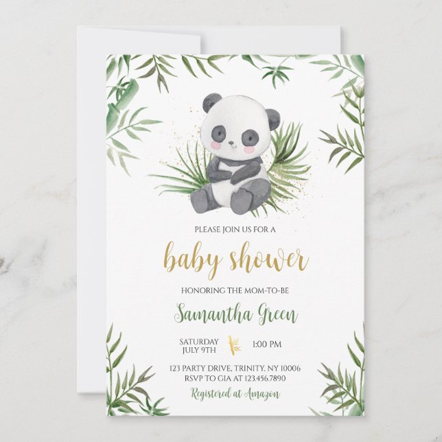 Invitación Panda Bamboo Baby Shower (Anverso)