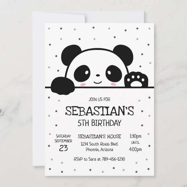 Invitación Panda Bear Birthday Party Invitation (Anverso)