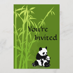 Invitación Panda Bear personalizado, Bambú Invitado en Baby S