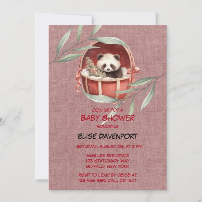Invitación Panda Bear Sexo Neutral Baby Shower (Anverso)