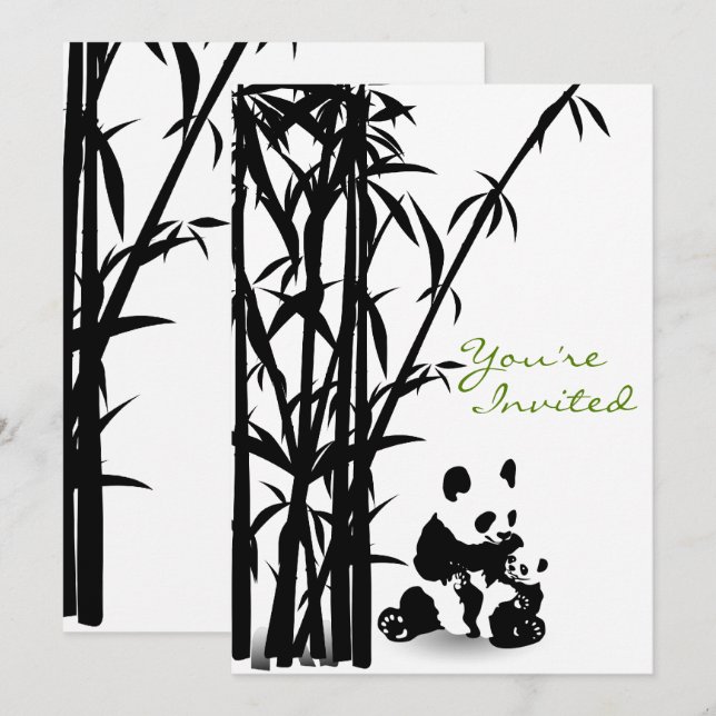 Invitación Panda Bears y Bamboo Baby Shower (Anverso / Reverso)