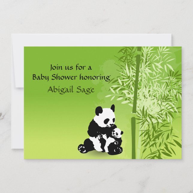 Invitación Panda Bears y Bamboo Neutral Baby Shower Invite (Anverso)