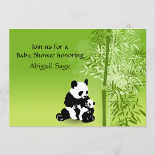 Invitación Panda Bears y Bamboo Neutral Baby Shower Invite