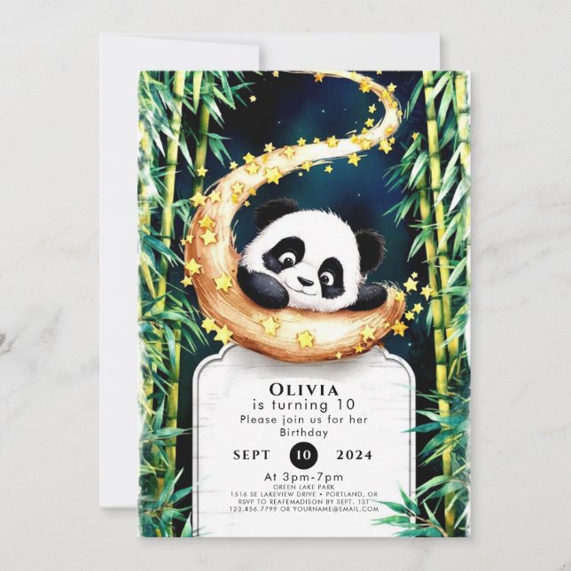 Invitación Panda Birthday, un colorido niño de barrio (Anverso)