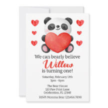 Panda Chica con corazones San Valentín primer cump