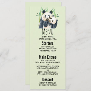 Invitación Panda color agua rompe con mamá y bebé en Bambú