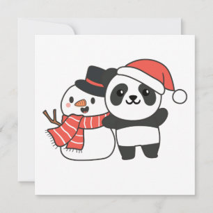 Invitación Panda con muñeco de nieve en invierno para invitac