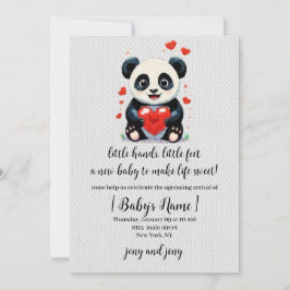 Invitación Panda con un Corazón - Adorable Pintura de Amor