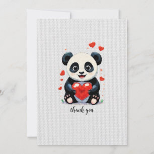 Invitación Panda con un Corazón - Adorable Pintura de Amor