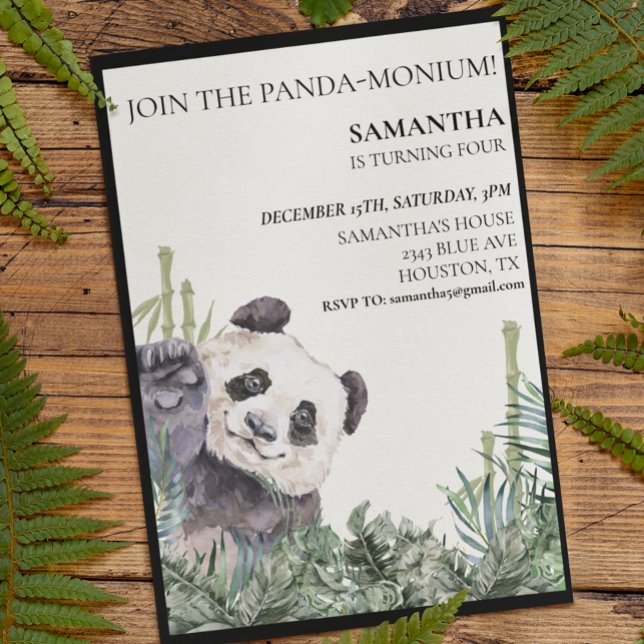 Invitación Panda Cutie Fiesta de cumpleaños Bamboo Verde (Subido por el creador)