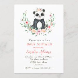 Invitación Panda de flores para la ducha de bebé