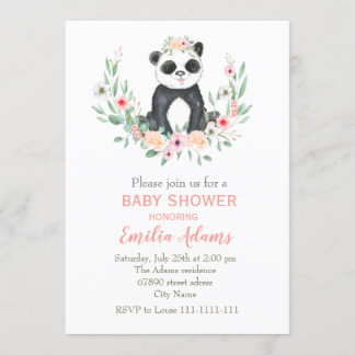 Invitación Panda de flores para la ducha de bebé