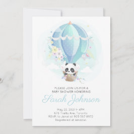 Invitación Panda en Baby Shower en globo aerostático