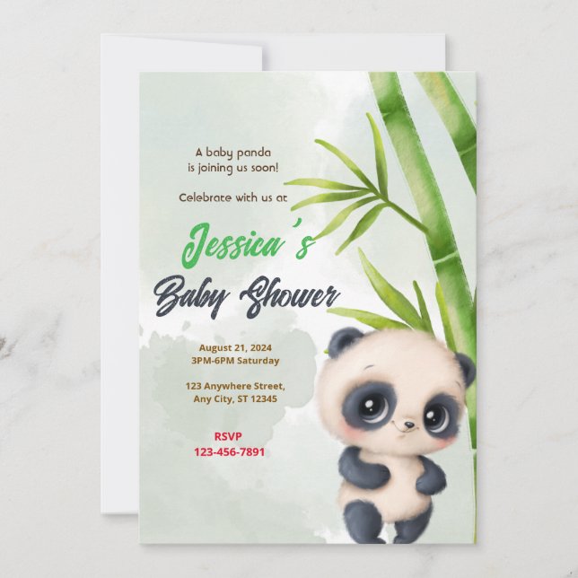 Invitación Panda Garden Baby Shower (Anverso)