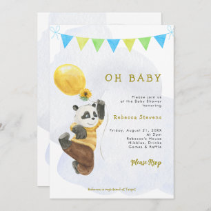 Invitación panda globo niño bebé ducha
