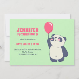 Invitación Panda lindo con niños Personalizados en globo Cump