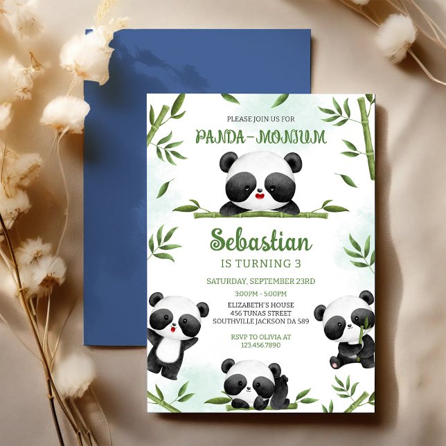 Invitación Panda-monium Cumpleaños de Panda (Subido por el creador)