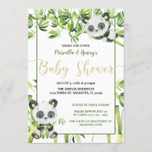 Panda Neutral de género Baby Shower de bambú verde