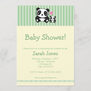 Invitación Panda personal Baby Shower - verde de la foto