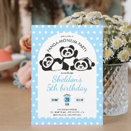 Invitación Panda Polka Dot Birthday