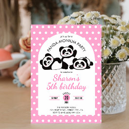 Invitación Panda Polka Dot Birthday