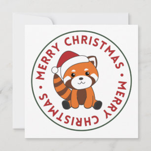 Invitación Panda Rojo Navidades Nieve Animales De Invierno Pa