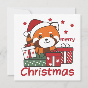 Invitación Panda Rojo Regalo de Navidad Invierno Pandas Rojos