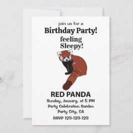 Invitación Panda Rojo Sensándose Sleepy Funny Panda Rojo Cump