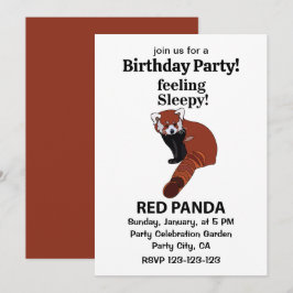 Invitación Panda Rojo Sensándose Sleepy Funny Panda Rojo Cump