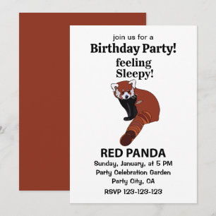 Invitación Panda Rojo Sensándose Sleepy Funny Panda Rojo Cump