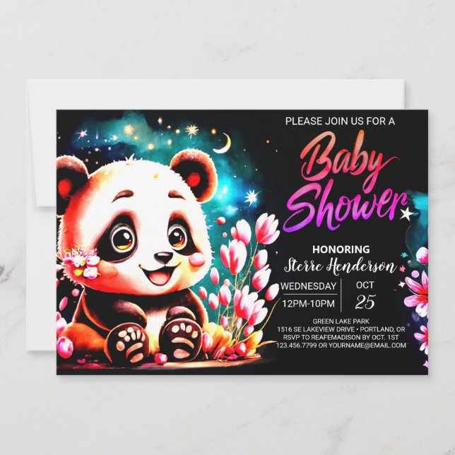 Invitación Panda rosa Pequeño travieso Chica Baby Shower (Anverso)