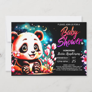 Invitación Panda rosa Pequeño travieso Chica Baby Shower
