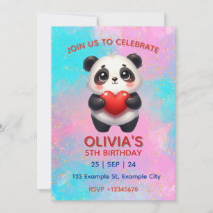 Invitación Panda sosteniendo el corazón