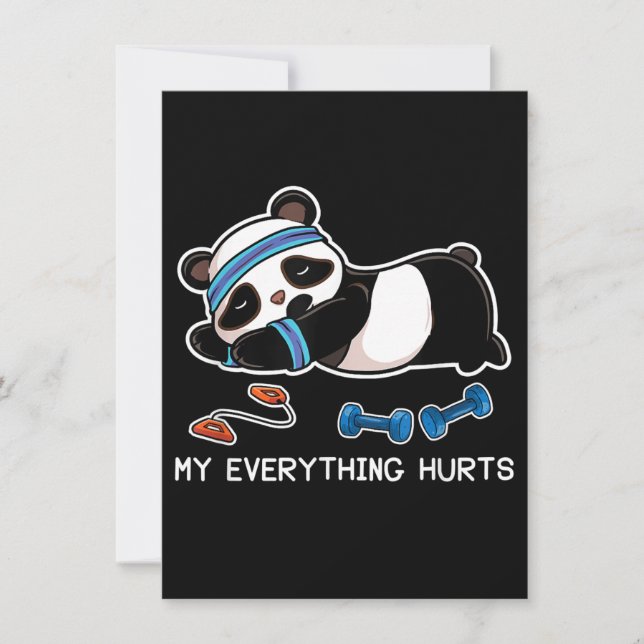 Invitación Panda Workout Gym Me Duele Todo (Anverso)