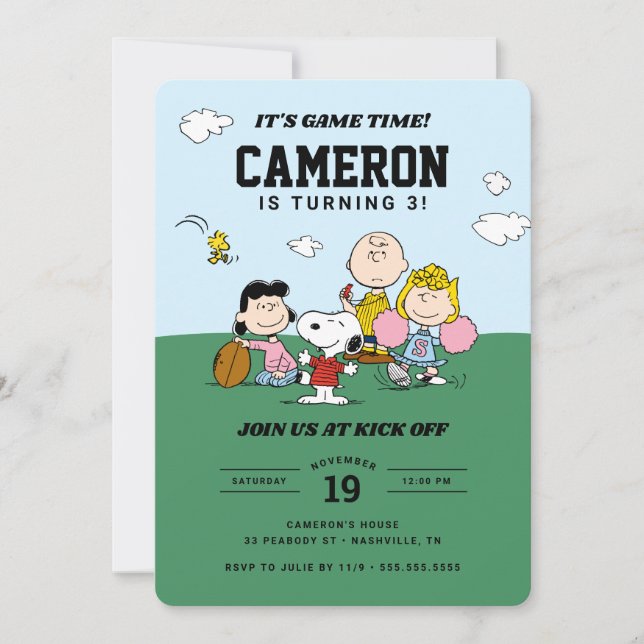 Invitación Pandilla de cacahuetes | Cumpleaños del fútbol (Anverso)