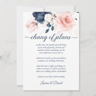 Invitación Pandillas florales rosas azul marino y Rubor