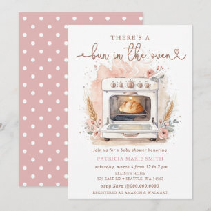 Invitación Panecillo En El Horno Rosa Cumpleaños De Bebé Niña